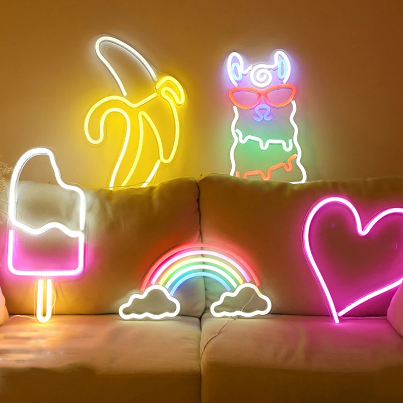 

LED Neon Lamp USB Charging Neon Light Sign Popsicle Rainbow Bar Neon Sign Light for Party Bedroom Decor Wall Hanging Lights