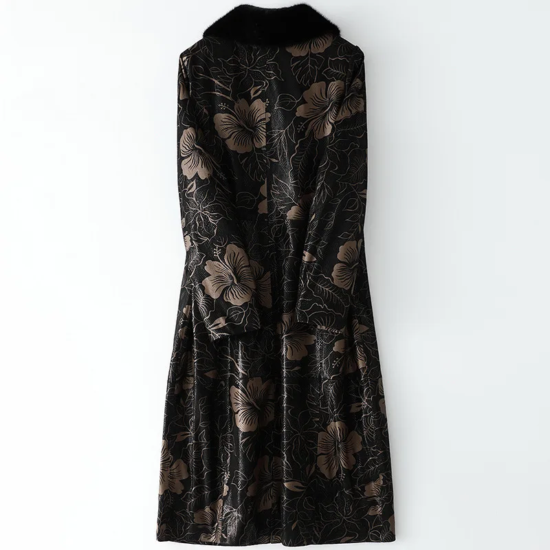 Winter OL Sheepskin Mink Fur Collar Down Coat Female New Style Single Breasted Large Leather Fashion White Duck Down Jacket