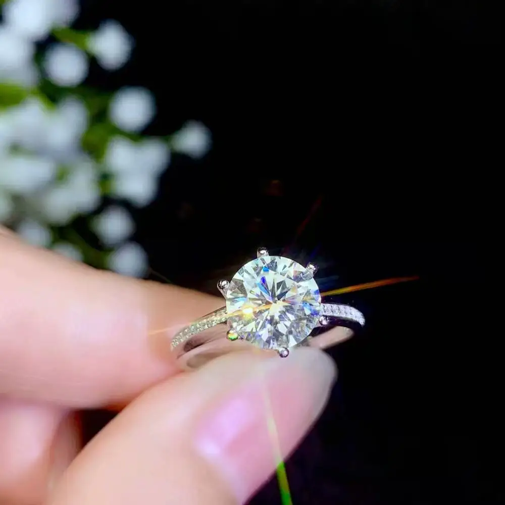 Moissanite новое кольцо серебро 925 пробы красивый цвет сверкающий 1 карат 2 Алмазный
