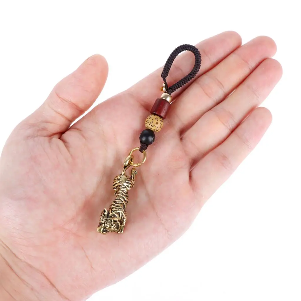 

10Pcs Tiger Pendants With Rope Brass Vintage Tiger Charms Figure Copper Ornament For Fashion Key Cahin