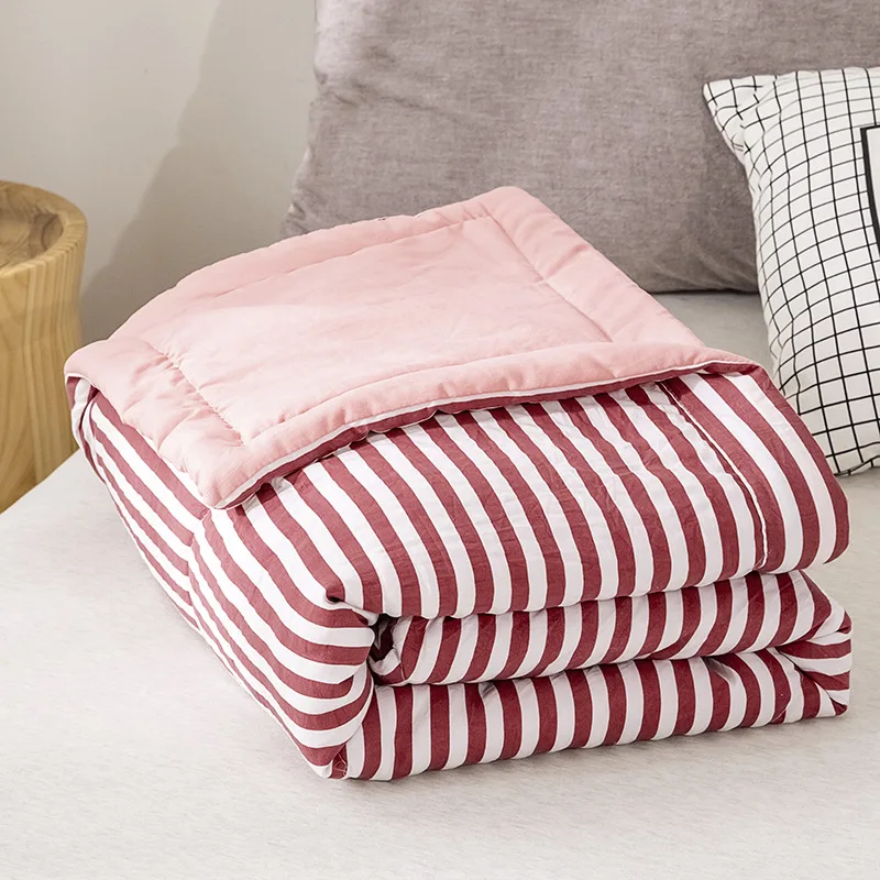 

Double air-conditioning quilt summer thin quilt cotton washed cotton summer quilt striped plaid summer cool quilt