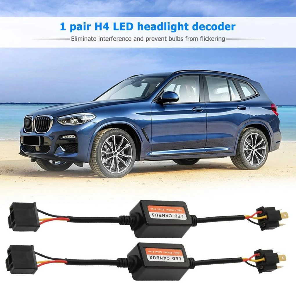 

1 Pair H4 HB2 9003 Car LED Headlight Decoder Anti-Flicker Resistor Flash Error Canceller Auto Parts