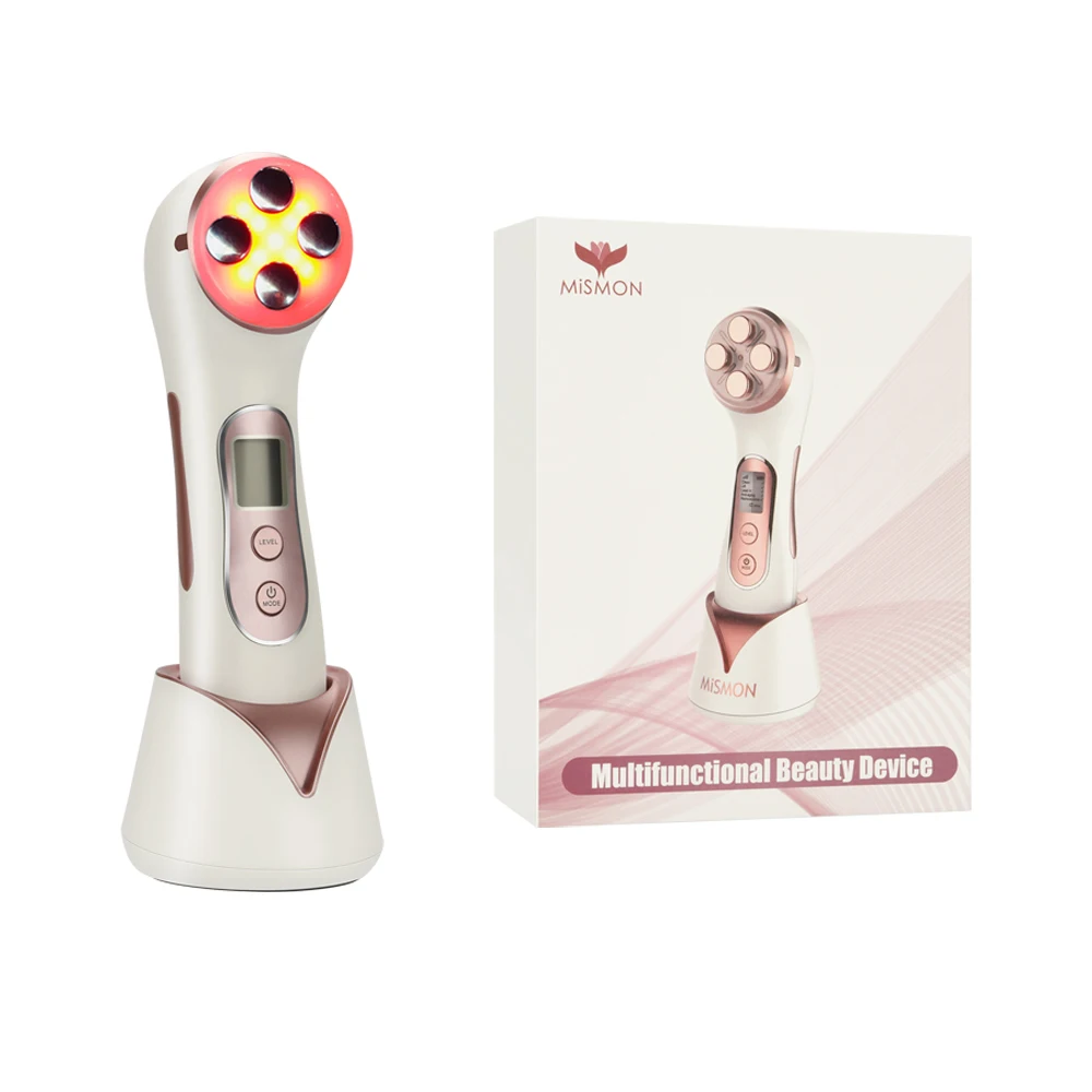 Koop 5 In 1 Rf Anti-Aging Ems Gezicht Lifting Led Lichttherapie Huidverjonging Ultrasone Huid Reiniging Galvanische Ion Gezichtsmassage