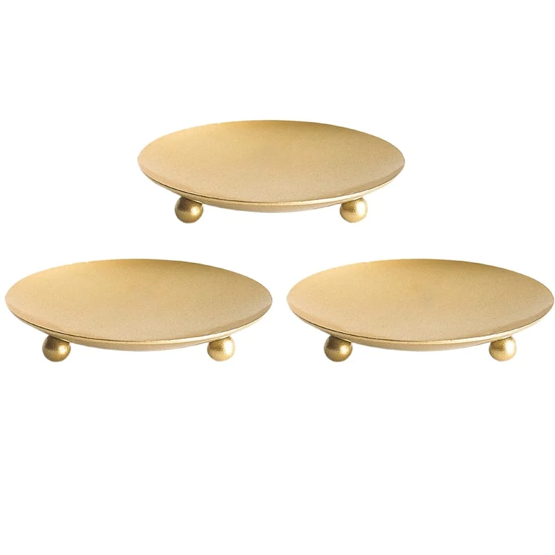 

Gold candle table tray base American iron plate relocation wedding decoration