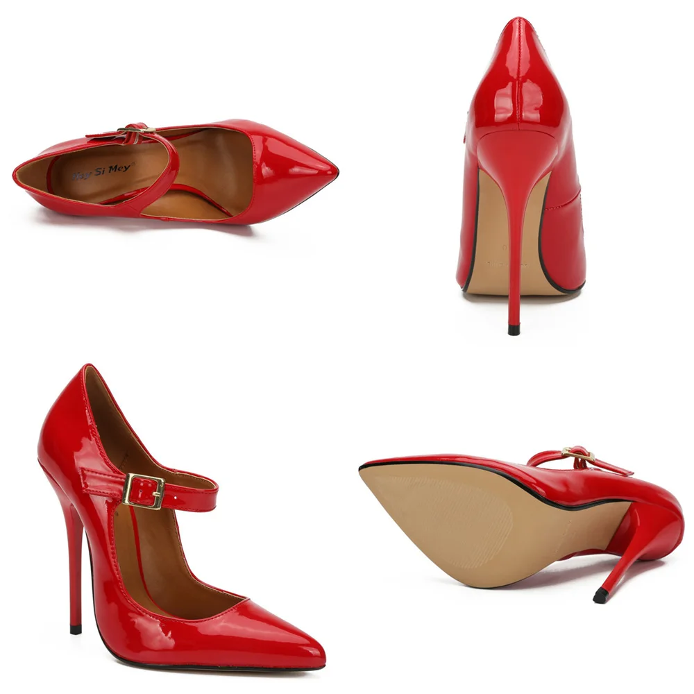 Party Ballroom Dancing Shoe for Women Black Dress Shoes High-heel 13cm Pointed PU Leather Sandals Girls Character Shoes Size 48