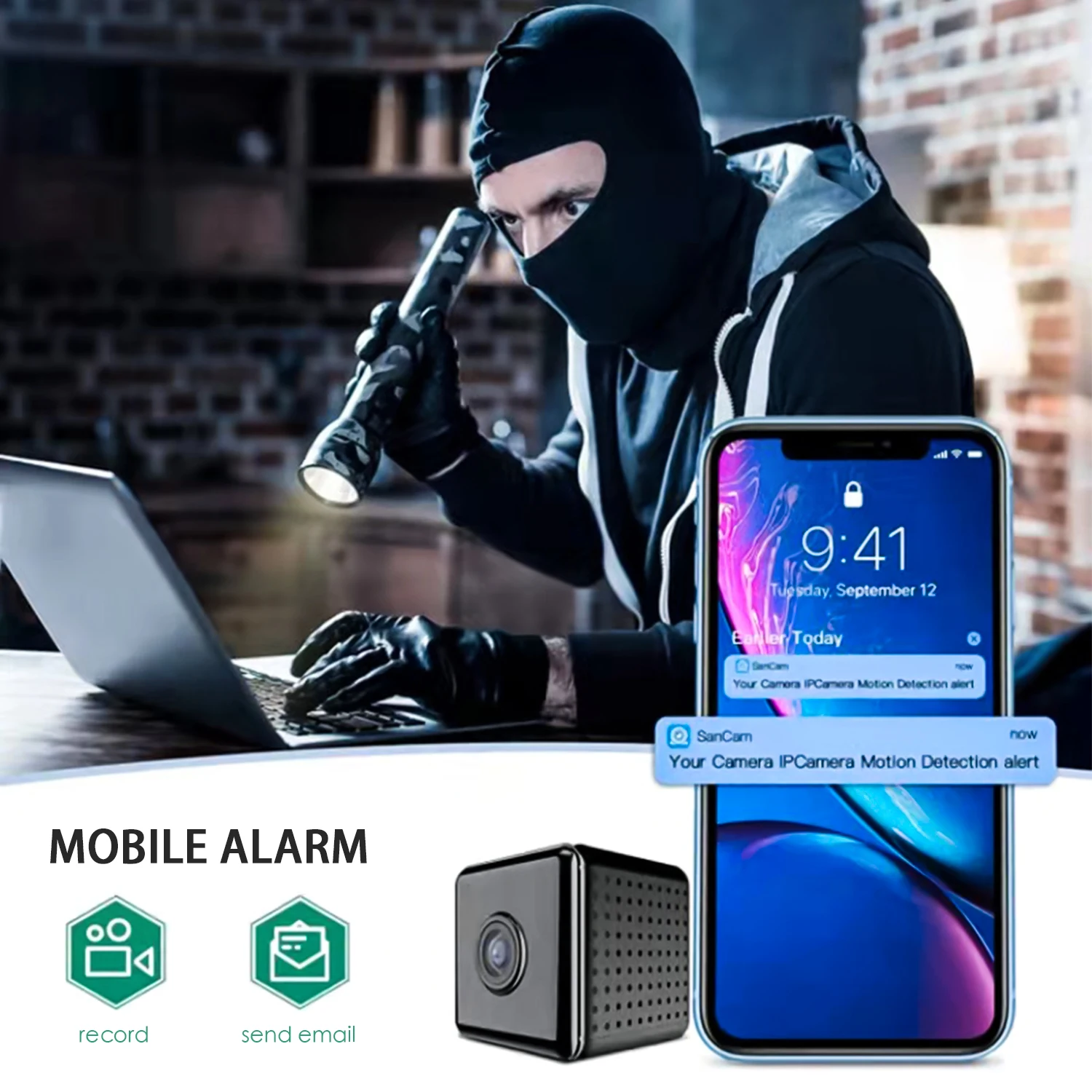 Домашняя мини-камера с Wi-Fi функция инфракрасного ночного видения обнаружение