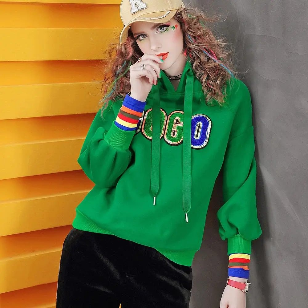 

The Spring and Autumn Period and the New Leisure Loose Hooded Fleece Temperament of Western Style Dress Blouse Trend