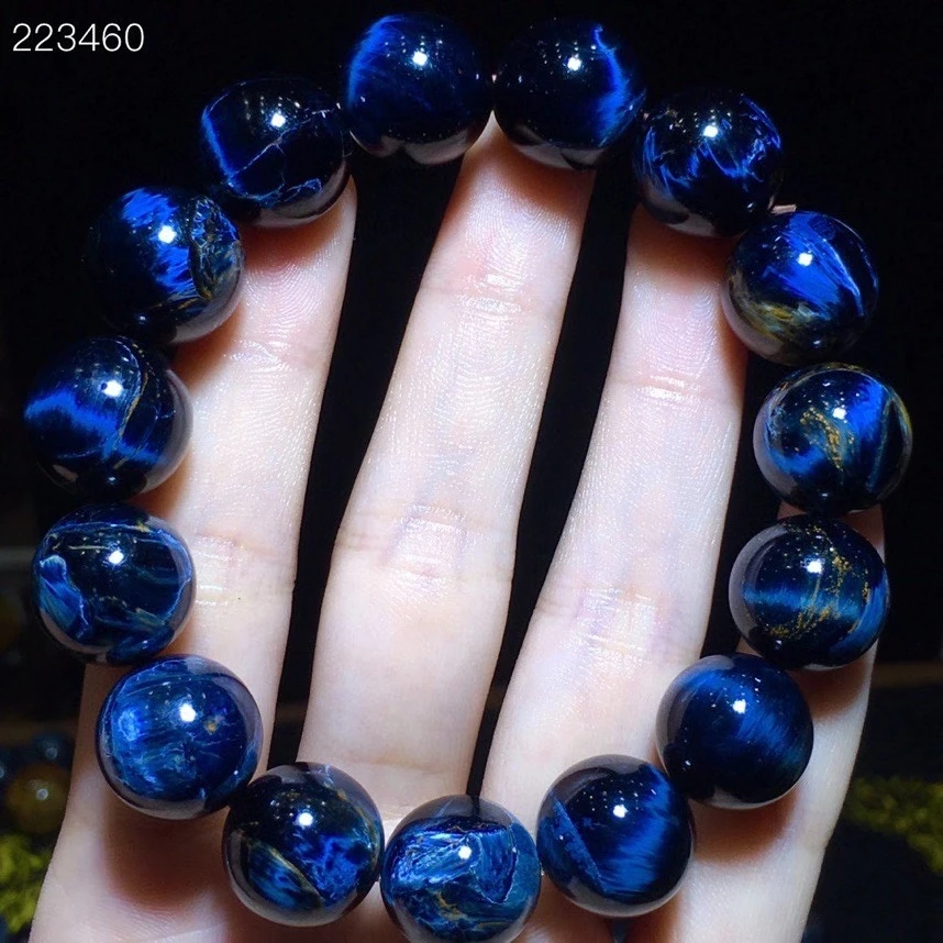 

15.2mm Genuine Rare Natural Blue Pietersite Stretch Gemstone Round Beads Bracelet From Namibia AAAAAA