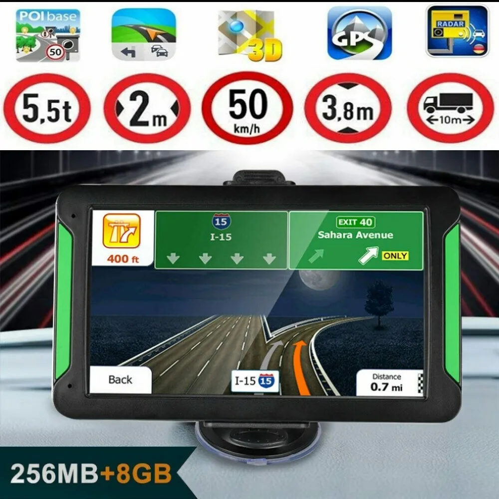 7 дюймов Gps навигатор портативный навигатор 8 ГБ-256 Мб Gps Navi навигационное устройство карты Грузовик Авто сенсорный экран
