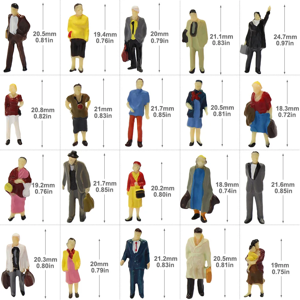 40 шт. в масштабе 1:87 фигурки постоянных людей пассажиры 20 разных поз модель
