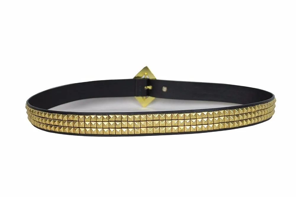 Пояс Харли Квинн Отряд Самоубийц металлический 3-рядный золотые шпильки Пирамида