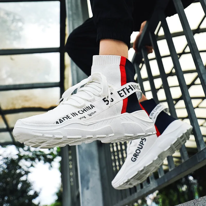 

Светильник высокие дышащие сетчатые летающие носки со шнуровкой, мужская обувь, спортивные эластичные носки, кроссовки, мужская обувь для б...