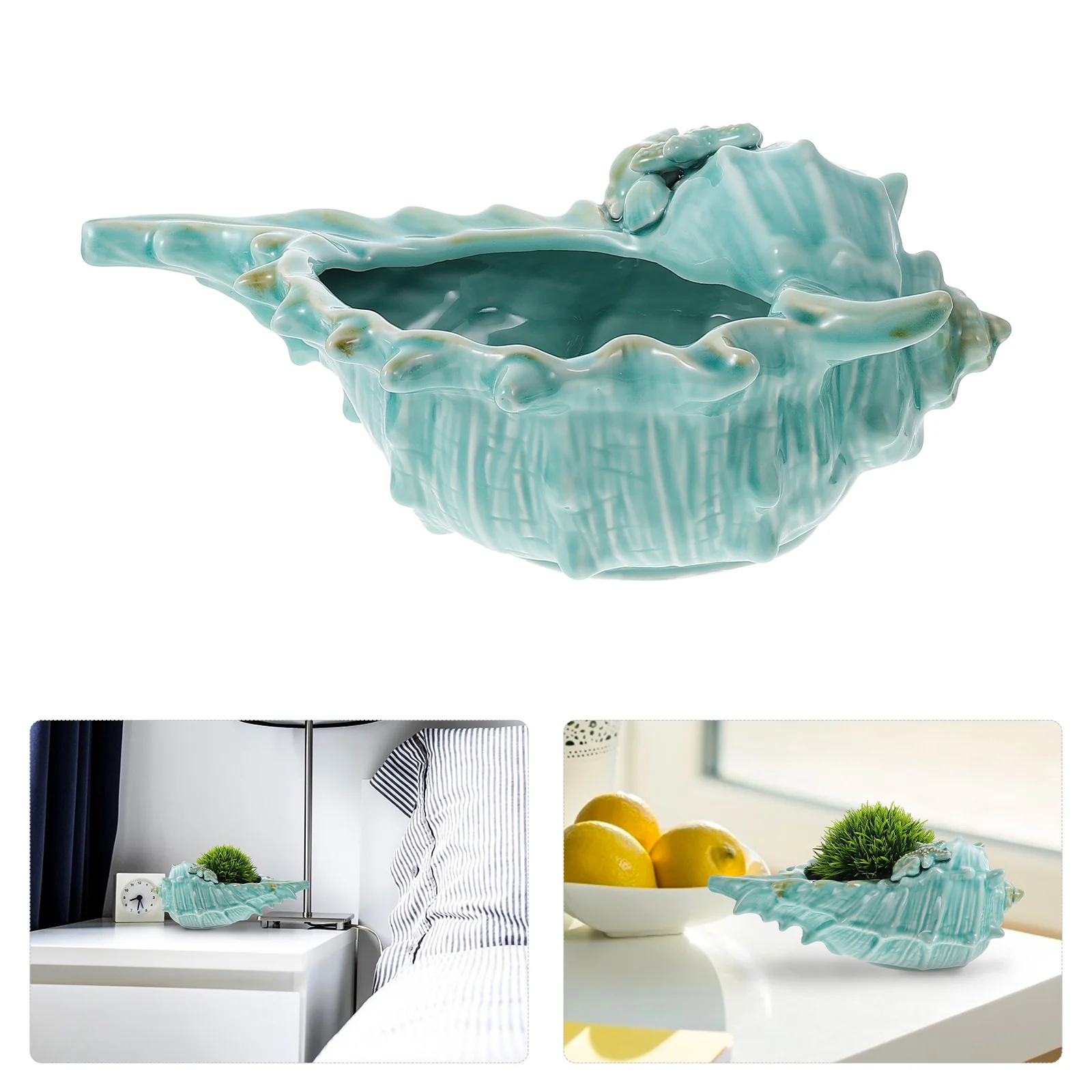 

1 шт. изящный керамический цветочный горшок, декоративный контейнер для растений в форме раковины