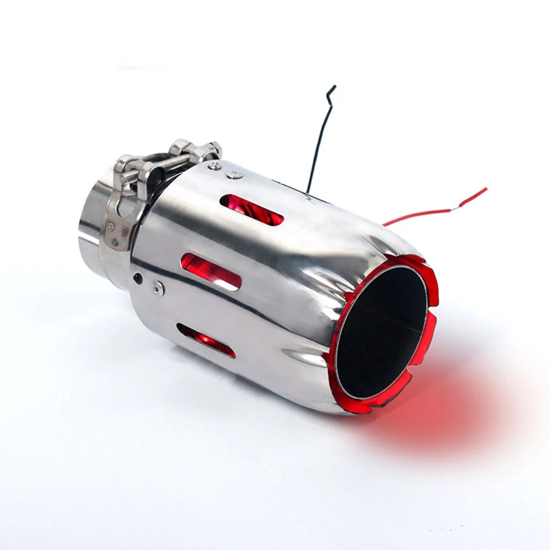 Red 63mm to 89mm Светодиодный наконечник глушителя 12 в автомобильный наконечник синий красный цвет нержавеющая сталь универсальные автомобильные запчасти автомобильные аксессуары - Цвет: Red 63mm to 89mm