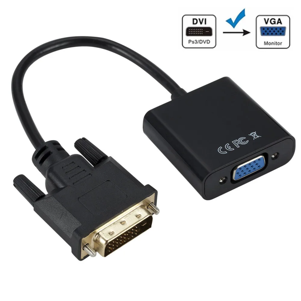 HD 1080P DVI-D DVI в VGA адаптер видеокабель преобразователь 24 + 1 25pin 15pin кабель для ПК