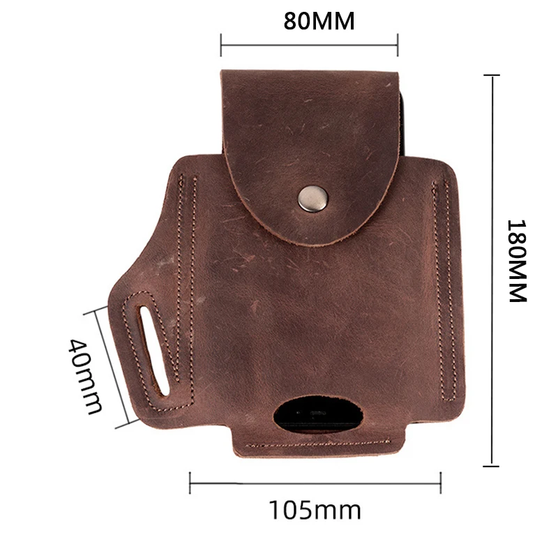 100% Genuine Leather Waist Belt Cellphone Bag For Men Male Vintage Travel Sport Portable Mobile Phone Cover Case Holder Holster images - 6
