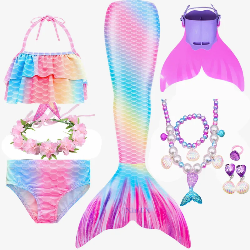 

2020 NEW Kids Mermaid Tail for Girls Swimming Kids Swimmable Mermaid Tail Bikini Swimsuit Costume Cosplay with Fins Swimwear