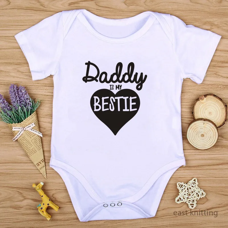 Детский комбинезон DERMSPE с надписью DAD Is My Bestie для новорожденных Love Graphic и короткими