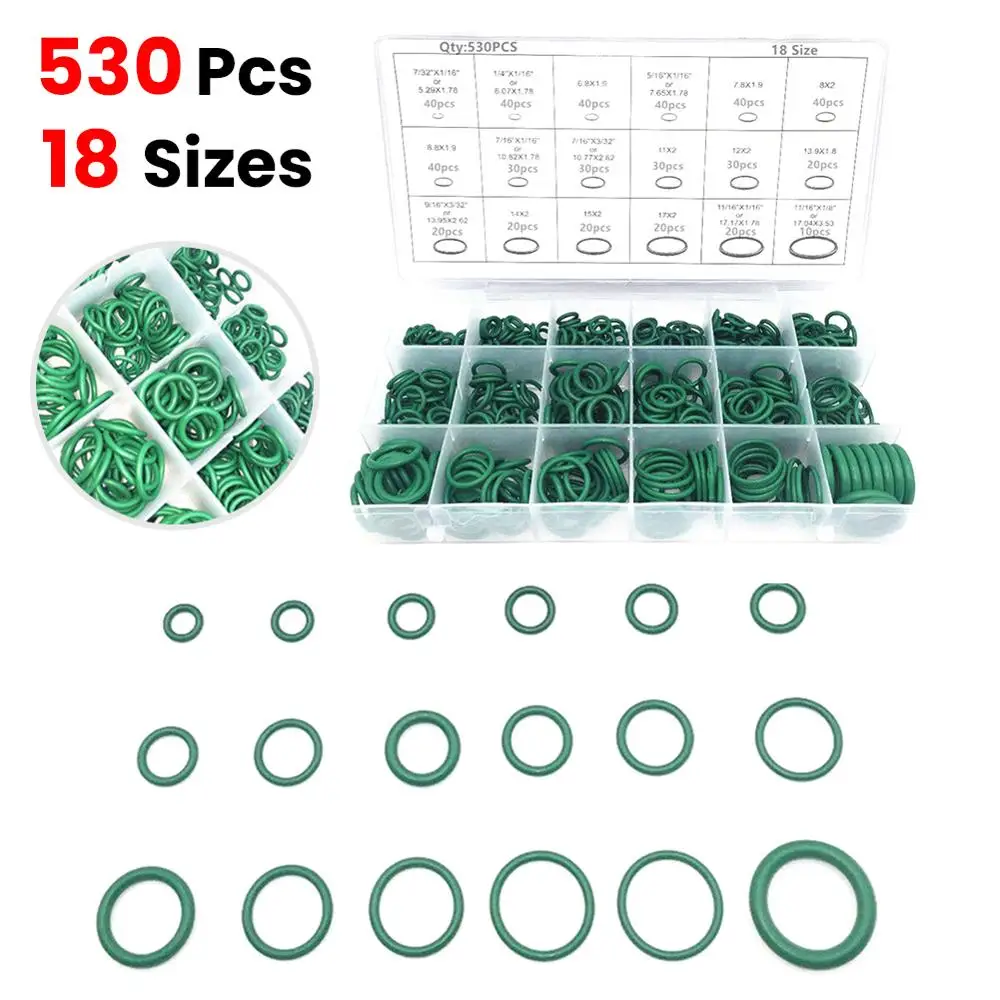 

530Pcs Car Auto Repair Tools Rubber Washer Seals Watertightness Various Kit Air Conditioning O Rings Rubber Ring Sets 18 Sizes