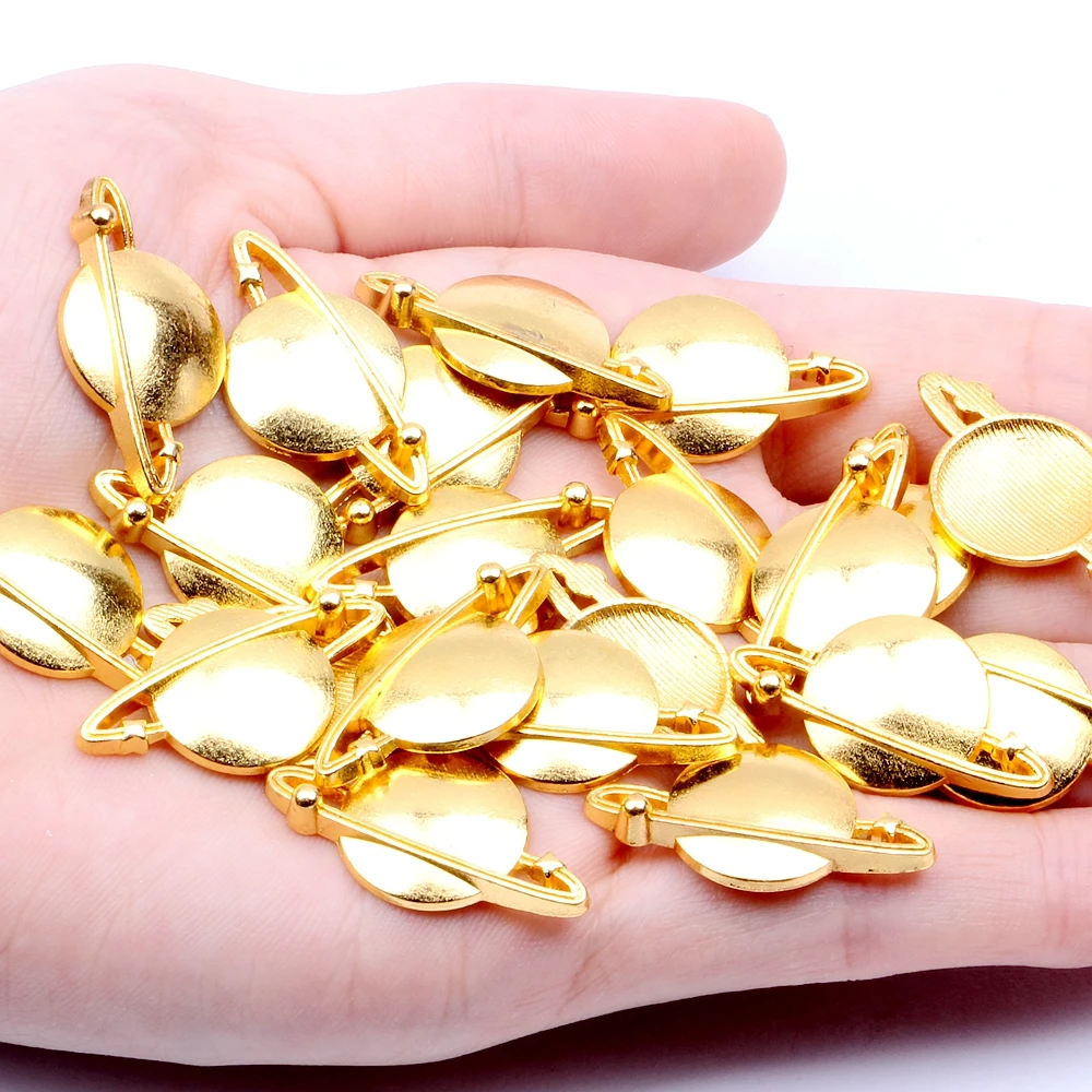 04 gold 14x26mm Серия звездное небо 100 шт 5 стилей позолоченное розовым золотом планета Луна застежки для самодельные Украшения, Аксессуары - Цвет: 04 gold 14x26mm