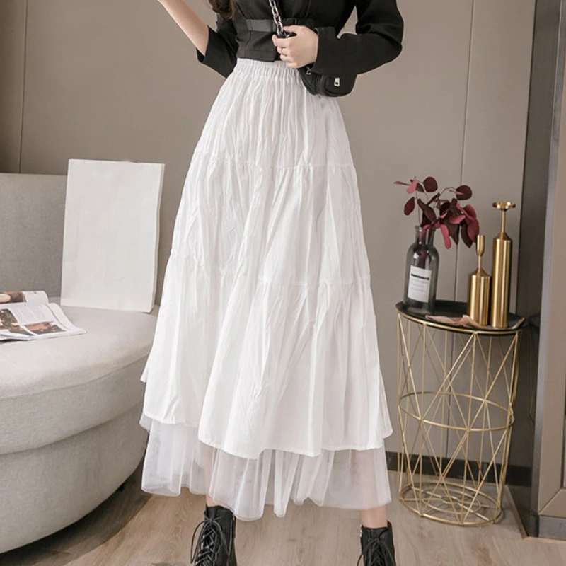 Плиссированные юбки для женщин длинные платья миди из тюля сетчатая уличная