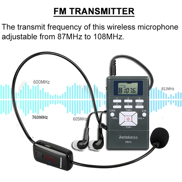 Беспроводная система передачи голоса 1 fm-передатчик TR503+ 10 fm-радиоприемник PR13 для обучения церковным митингам