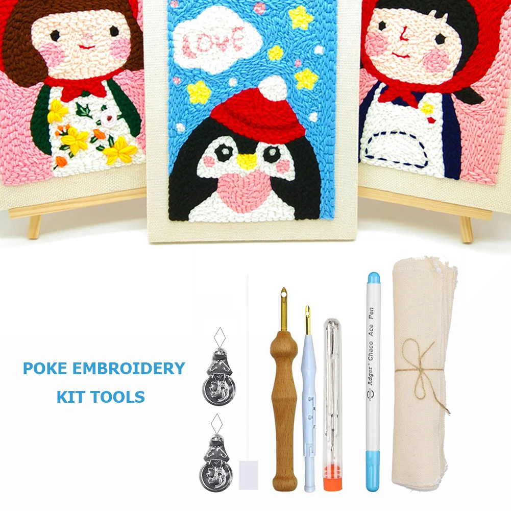 

8pcs Handmade Embroidery Kit Tool Fun DIY Stamped Needle Cross Stitch Supplies Quilting Thread Stitching Embroidery Craft