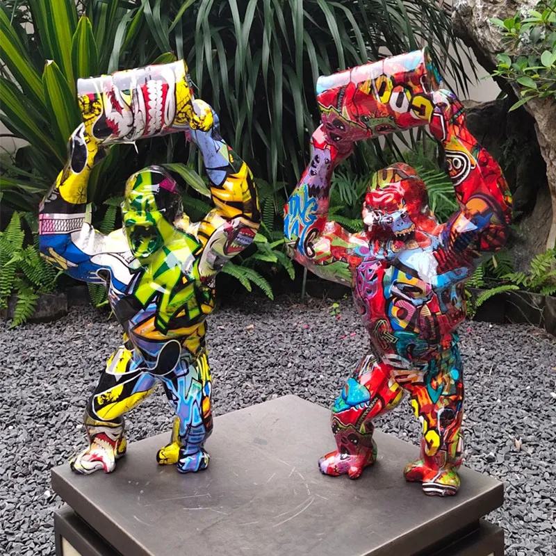 

BIG MONKEY KING KONG HOME DECOR GORILLA SCULPTURE DECORATIVE WILD KONG OIL BARREL WITH CUFFS STATUE BIRTHDAY GIFT WEDDING R4669