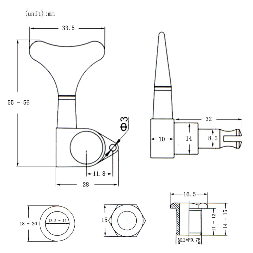 

5pcs Classical Guitar-String Tuning Pegs Tuners Machine Heads - 3 Left 2 Right, 2.17-2.20 inch