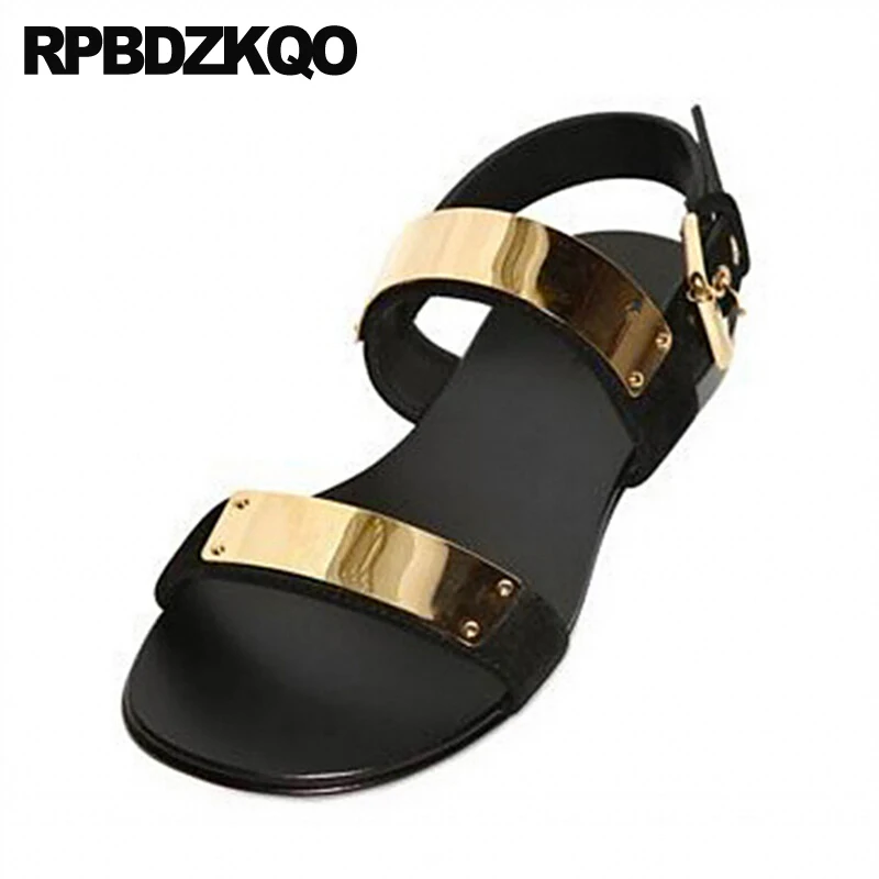 2018 Runway шпилька дизайнер плоские Известный бренд ремень Римский обувь черный