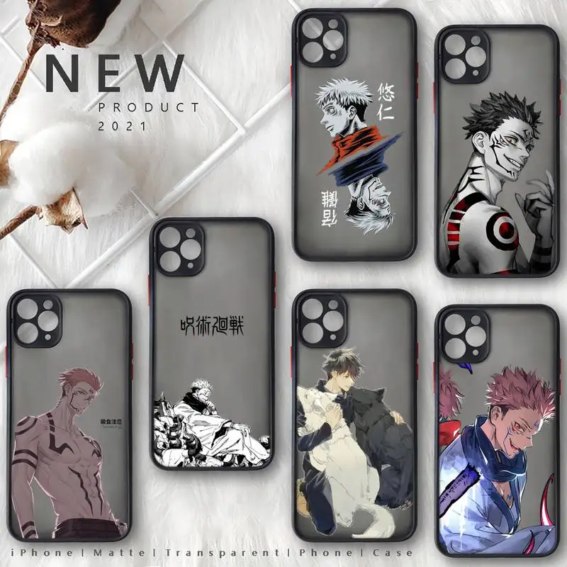 

jujutsu kaisen Phone Case black matte transparent For iPhone 7 8 x xs xr 11 12 pro plus mini max Clear Funda
