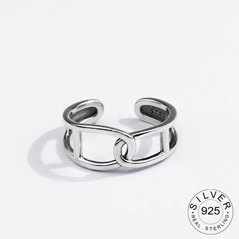 

925 серебряные кольца для женская обувь, пропускающая воздух; В винтажном стиле; Свадебное Трендовое ювелирное изделие больших регулируемых ...