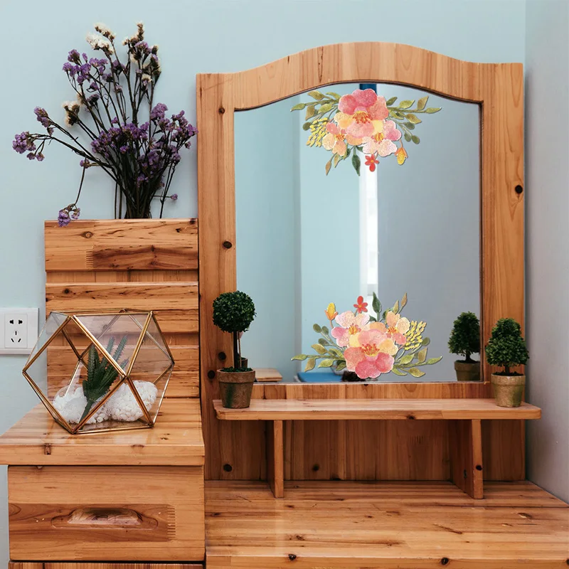 Клейкая Наклейка на стену цветочный дисплей домашний фон окно Шкаф Дверь Декор