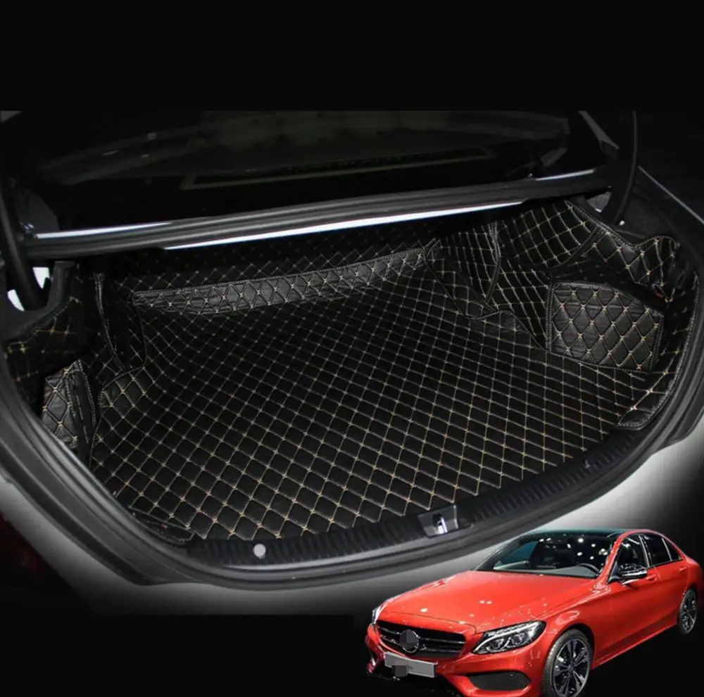 Волокна кожи багажник автомобиля коврик для mercedes benz w205 c180 c200 c250 c300 2015 2016 2017 2018 2019