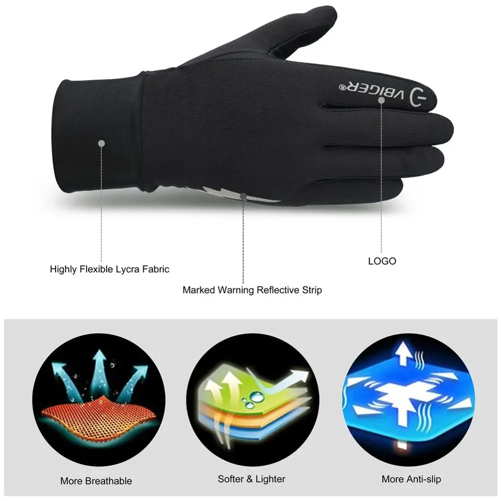 Vbiger открытый бег Пешие прогулки велосипедные перчатки Зимние для сенсорного
