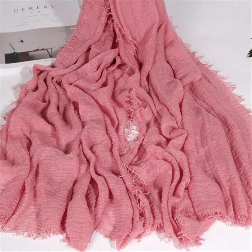 LJCUIYAO пузырьковый простой шарф/хлопковый шарф с бахромой Женский мягкий сплошной