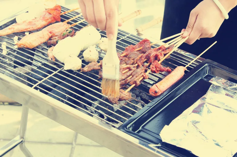 Барбекю домашний древесный уголь гриль маленький мини углеродное поле полный