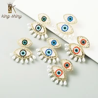 vintage simulated pearl evil eye dangle earring for woman elegant beaded statement drop earring female party ear jewelry brincos