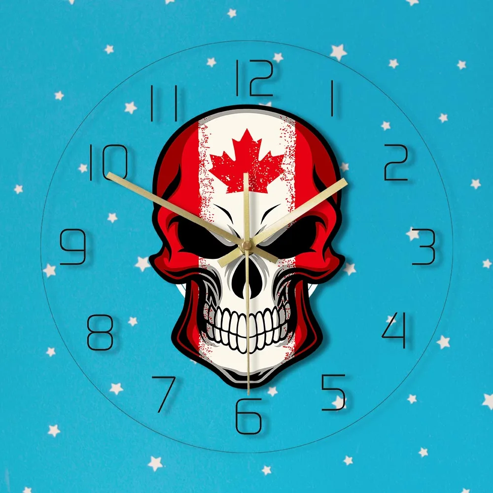 Настенные часы с канадским черепом Современный Настенный декор в стиле милитари
