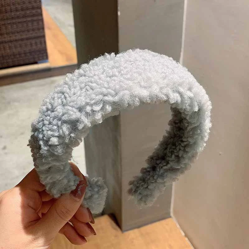 Ободок для волос теплый зимний однотонный из искусственного меха| |