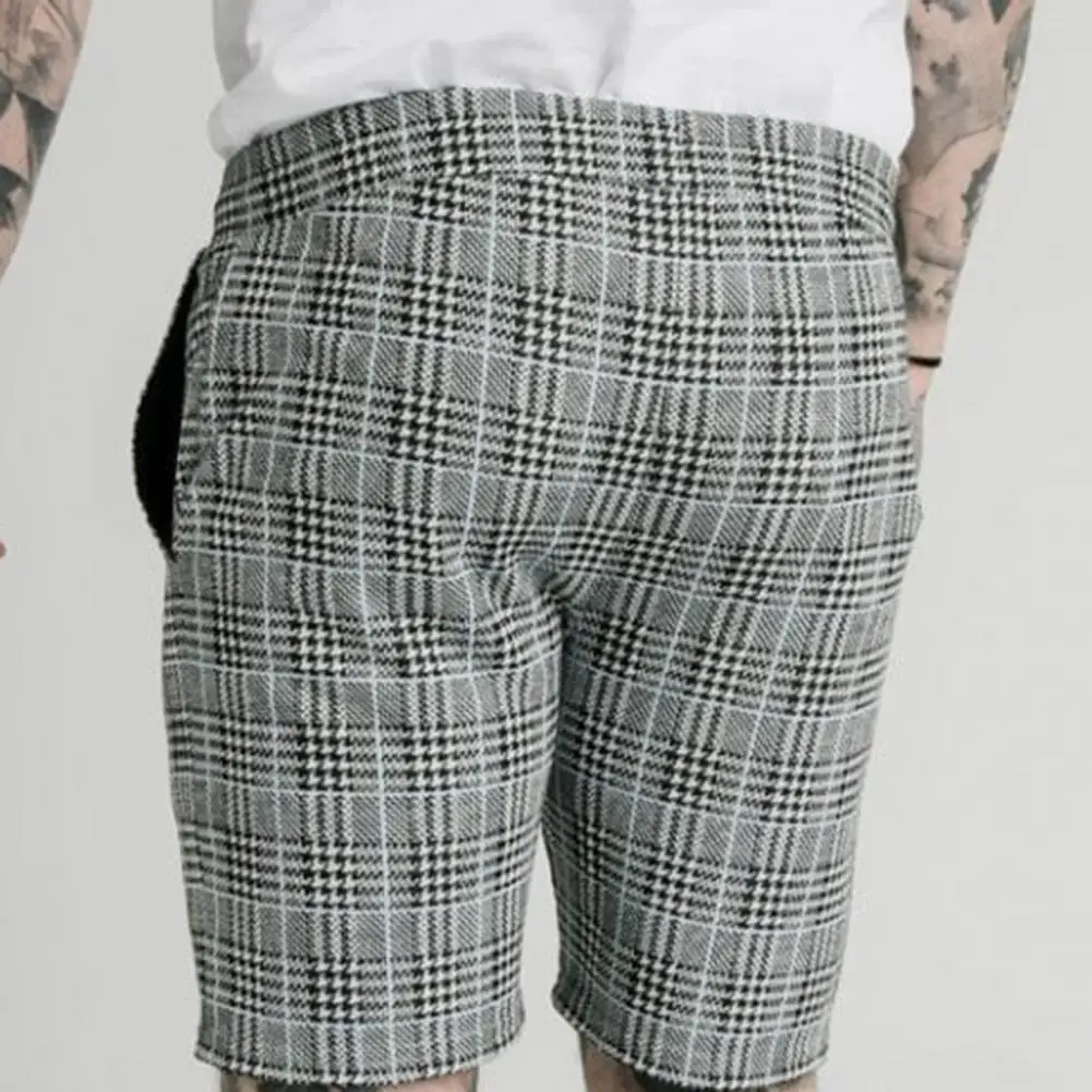

2021 Men's Plaid Printed Casual Shorts Summer Breathable Cotton Linen Mid-waist Shorts Outdoor Shorts XL Daily casual shorts men