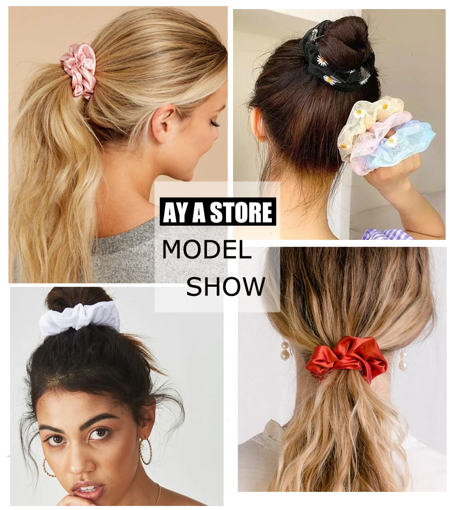 

Fashion Silk Lace Butterfly Daisy Hair Scrunchies Multi Colorful Elastic Hair Bands Hair Ties for Women Girls Hair Accessories