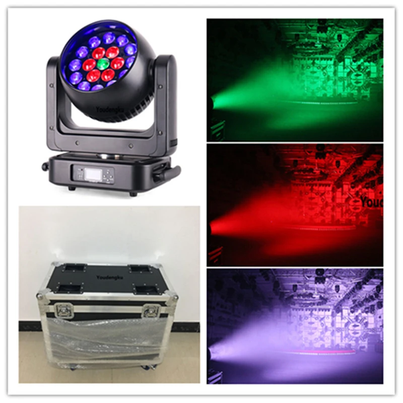 

2pcs with flightcase led lyre zoom moving heads 19x25w 4in1 rgbw Led DMX 512 Light Moving Head Beam Wash Zoom