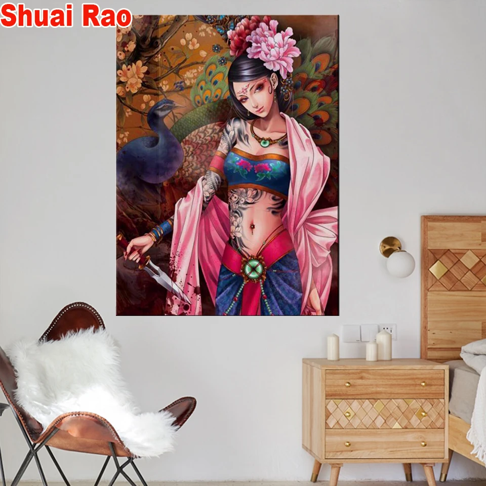 

domineering tattoo warrior 5d full drill square diamond painting full square, diamond embroidery round 2020 new wall decor gift,