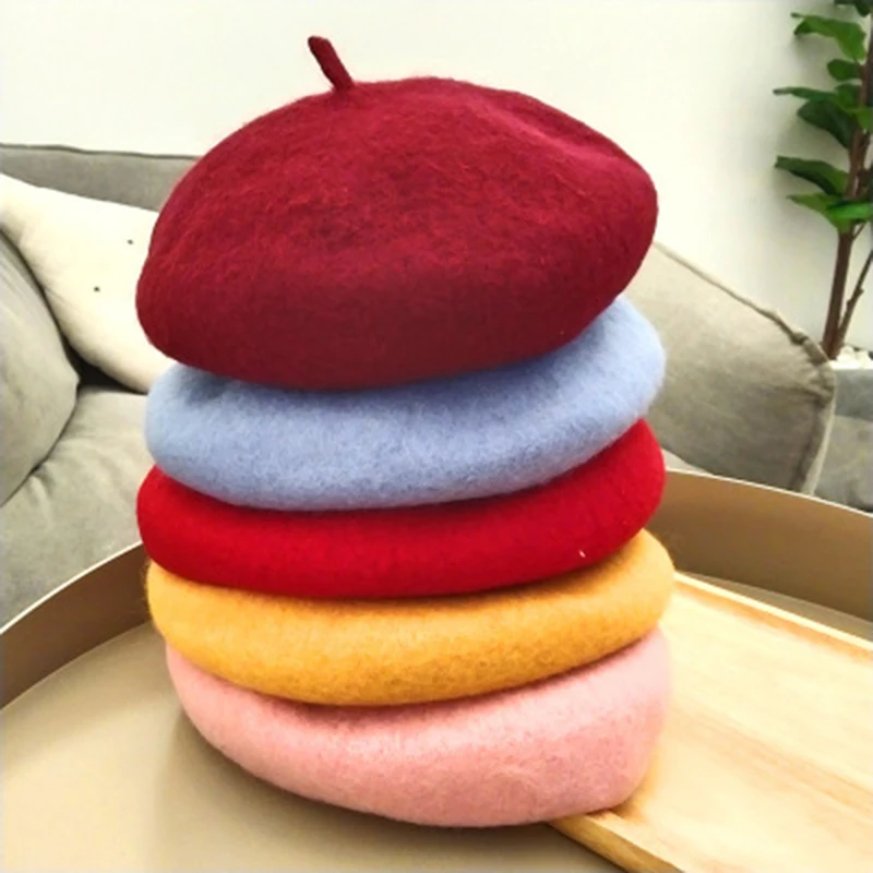 Шерсть Для женщин берет на открытом воздухе женская Всесезонная жёсткая Цвет