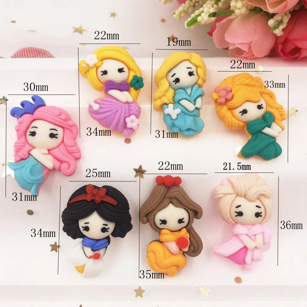 Ручная роспись смолы микс каваи красочные девушки плоская спинка камень Кабошон