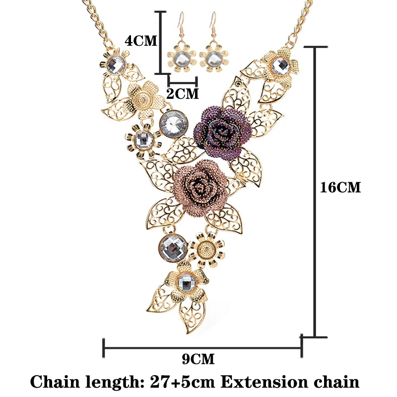 Новые Ювелирные наборы из искусственных роз с кристаллами комплект женских