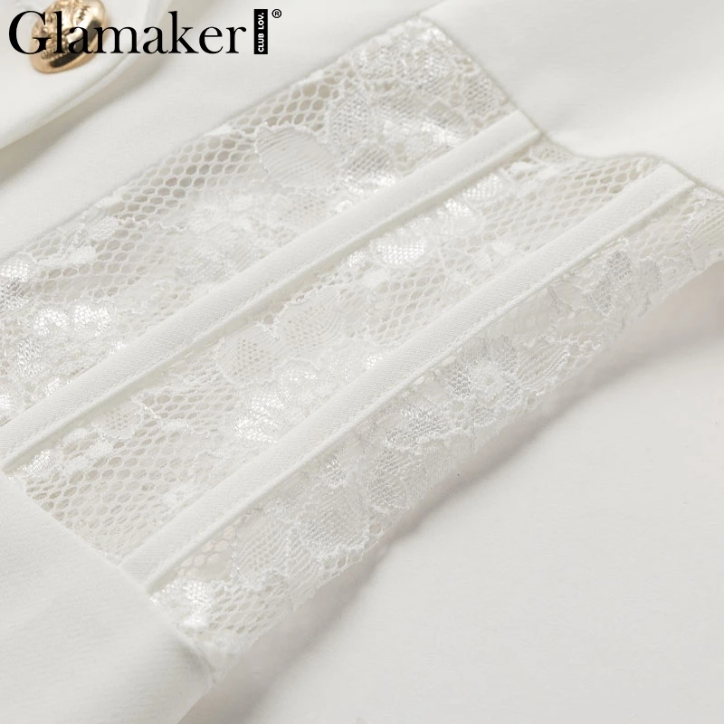 Glamaker, Сексуальное Лоскутное Платье-Блейзер, женское белое двубортное осеннее короткое платье, женские элегантные зимние вечерние платья, облегающее платье