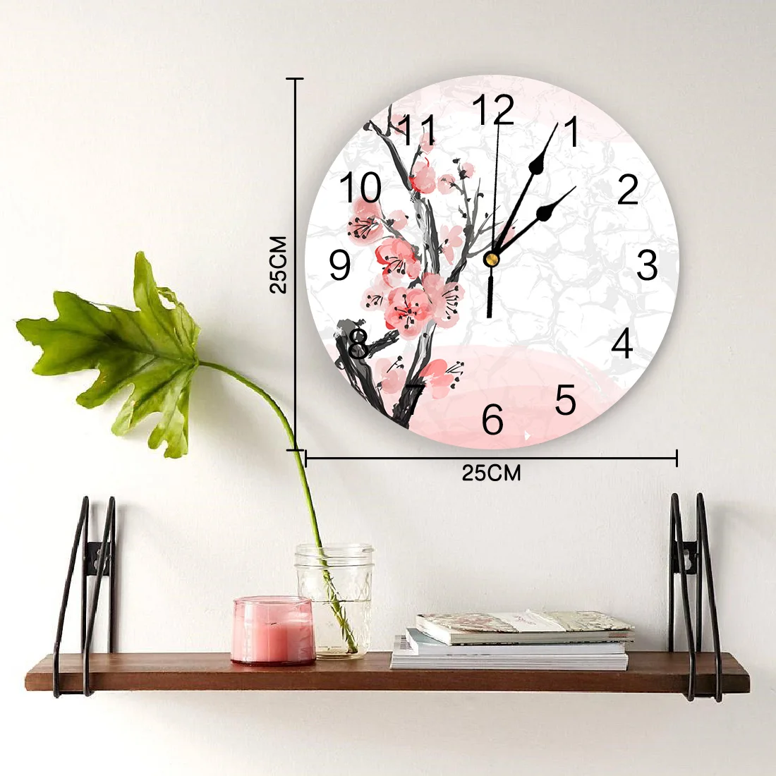 Настенные часы из ПВХ с изображением розовой вишни цветочным принтом