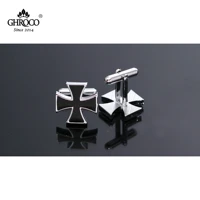 ghroco high quality exquisite cross shape inlaid with drop rubber cufflink fashion luxury gift for business men and wedding